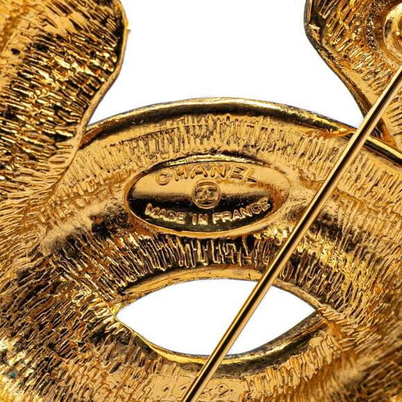 CHANEL Coco Mark Matelasse Brooch, Gold Plated, Women's - Picture 3 of 4